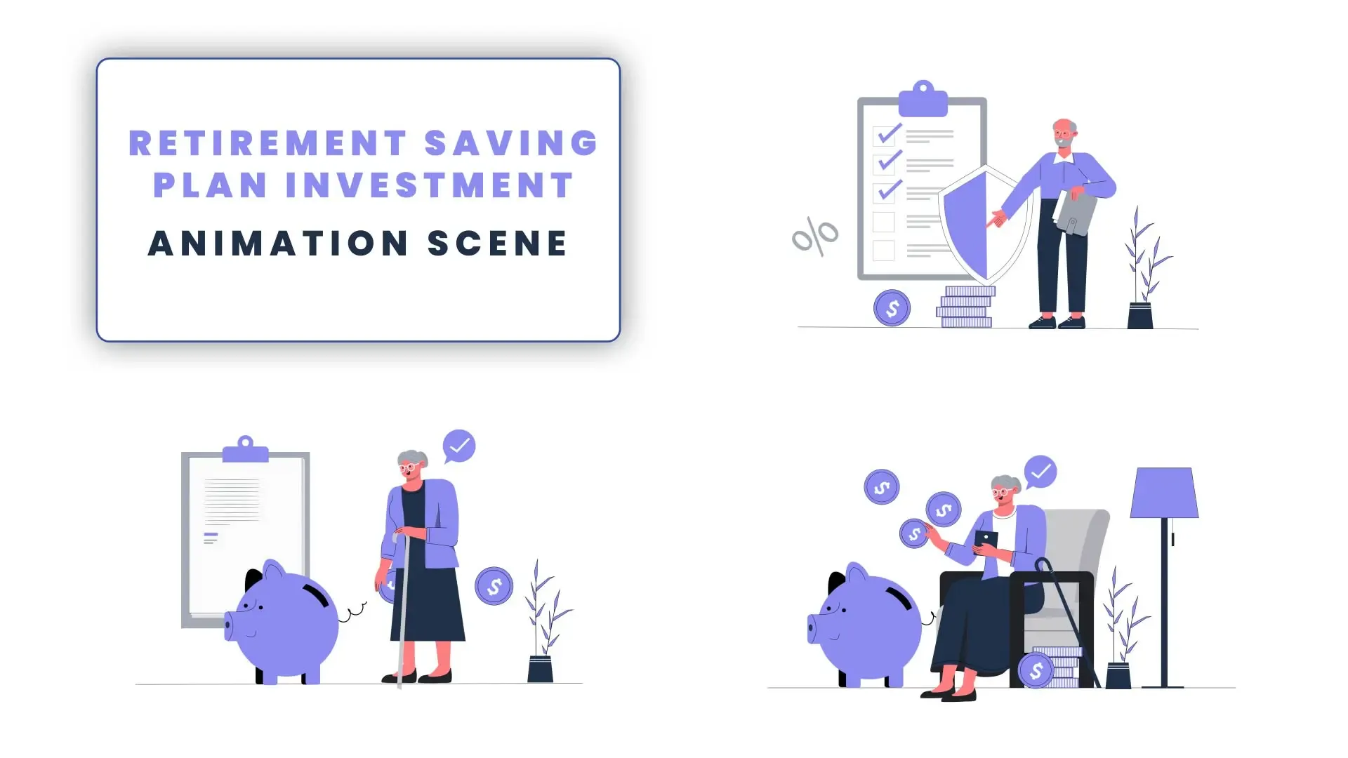 Retirement Saving Plan Investment 2d Character Animation Scene